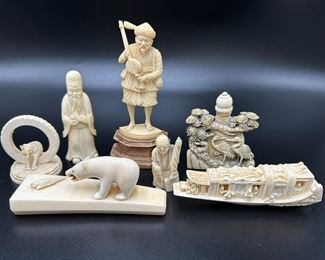 Estate Lot of 7 Carved Asian Figures