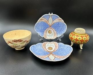 4 Chinese & Japanese Porcelain Pieces-Satsuma - Kiyo
