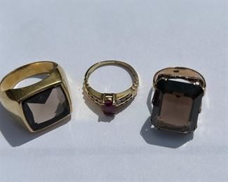 Lot of 3 - 14k Gold & Gemstone Rings