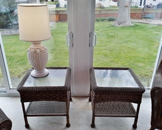 Indoor/outdoor rattan side tables