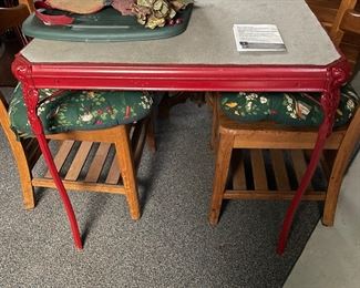 Metal Bridge Table  - Oak Side Chairs 