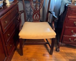 Set of 6 Chippendale Dining Chairs - leather seats 