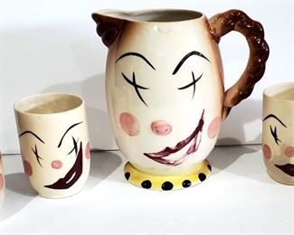 Drunk X-eyed CLOWN PITCHER & TUMBLERS