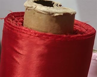 Roll of red lining fabric