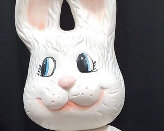 Homemade ceramic jointed white rabbit