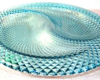 Oval aqua Divided Bowl 
