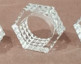 Set of 4 crystal hexagon napkin rings