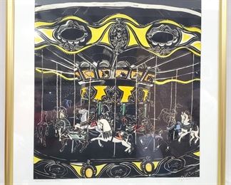 Illuminated Carousel by Wendy Merrillat framed picture