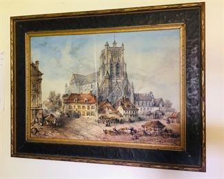 1882 watercolor of cathedral by Thomas Charles Dibdin (British 1810-1893), framed size 21” x 28”. 