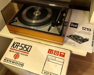 Dual 1219 turntable with manual + Kenwood receiver box 