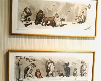 More “Dirty Dogs of Paris” etchings by Boris O'Klein, title & artist signature in pencil (framed size 9” x 20” each)