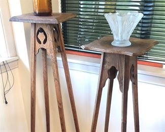 Oak plant stands - taller one is 46” high