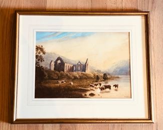 Watercolor of Tintern Abbey by Charles Grenville Morris (English 1861-1922), image 9.5” x 13.5”, frame 16” x 19.5”