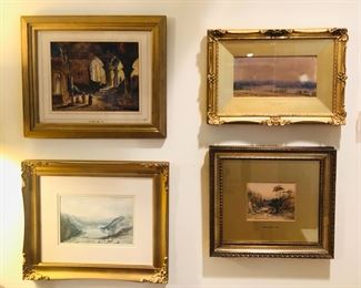 More British Victorian era watercolors - artists include (clockwise from top left): William James Müller, 2 by John Varley, Samuel Phillips Jackson