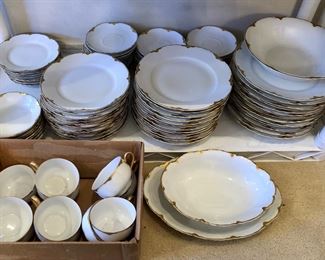 Large set of Czech/Austrian china with gold rims (service for 12)