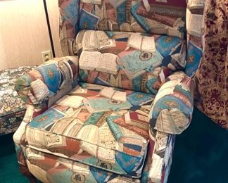 La-Z-Boy recliner with book theme upholstery 