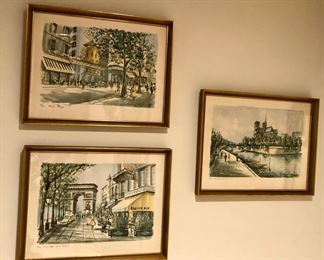 Vintage Paris prints by Ducollet (framed size 10.5” x 13.5”)