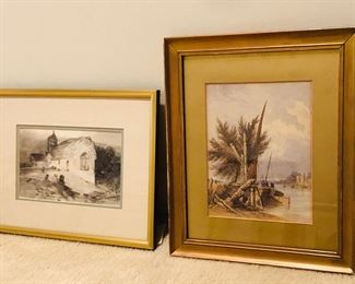Watercolors by John Sell Cotman (British 1782-1842) - larger one is 10.5” x 13” framed