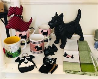 Scottie dog items including mugs & cast iron door stop