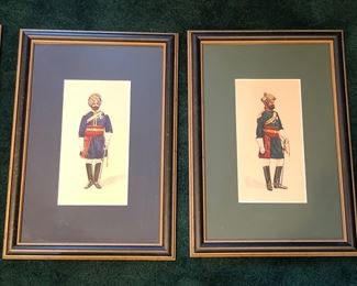 Paintings of British Indian Sikh soldiers - we have total of 6 (image 5 x 9.5”, framed 12” x 17”)