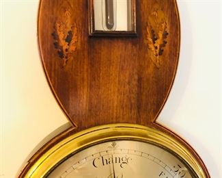 Detail of G. Biancha barometer - note inlay on wood case
