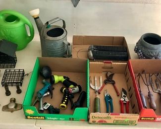 Yard tools, sprinklers, bird feeders