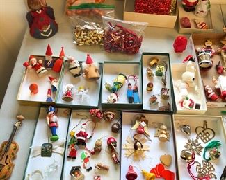 Xmas ornaments - glass bead garlands, wooden Scandinavian ornaments & more