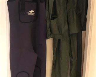 Tailwater neoprene waders & Cabela’s rain suit (bibs + jacket) - both size large