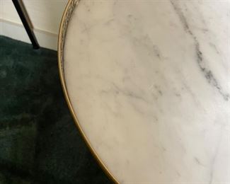 Vintage Marble Top Round Side Table 