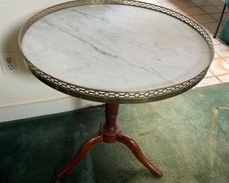 Vintage Marble Top Round Side Table 