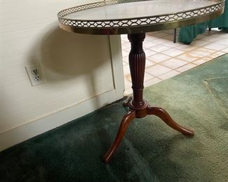 Vintage Marble Top Round Side Table 