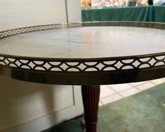 Vintage Marble Top Round Side Table 