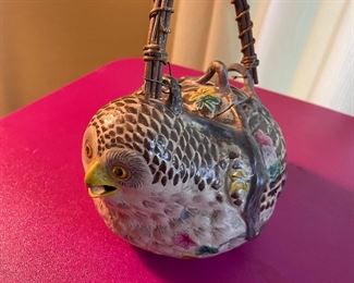 Antique Japanese Banko Ware Teapot - Owl Form / Meiji Period (1867-1911)