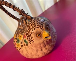 Antique Japanese Banko Ware Teapot - Owl Form / Meiji Period (1867-1911)