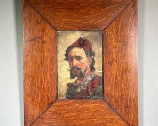 PICKERING PORTRAIT (OIL PAINT ON WOOD)  |  Portrait of man, oil paint on wood - 6.75 x 8.5 in (sight)
