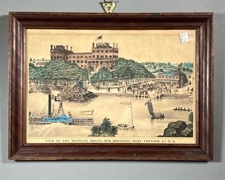 NEW ROCHELLE LITHOGRAPH  |  View of the Neptune House, New Rochelle, West Chester Co. N.Y., pub. J. Baillie. 