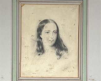 GEORGE H. BURGESS (1831-1905)  |  Pencil on paper, portrait bust of a young woman, signed lower right - 6.25 x 4.75 in. (Sight). 