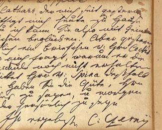 [AUTOGRAPH] CARL CZERNY  | Letter written and signed by Carl Czerny, matted and framed above a printed portrait of the pianist - 5 x 8.5 in. (Letter sight). 