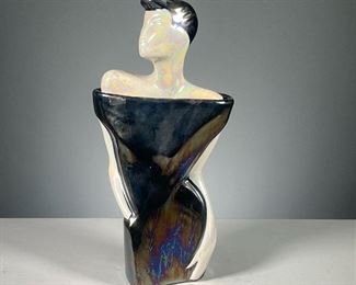 MODERN FEMALE FIGURE VASE  |  Head and shoulders removable as a lid. Dimensions: h. 13 in (overall)