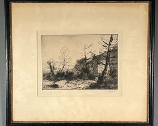 ALPHONSE LEGROS (1837-1911) PROOF  |  Ruine Romaine artist's proof original etching, pencil signed lower right, with Harlow, McDonald & Co. gallery label on verso, second state, by repute one of 4 or 5 proofs of this state - 8.25 x 6.5 in (sight)
