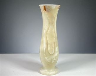ALABASTER VASE  |  Veining light green bud vase, c. 1940s. 