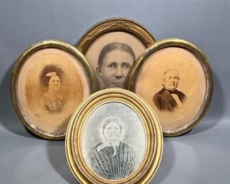 (4PC) EARLY PHOTOGRAPHS |  Early photographs, including a pair of husband and wife portraits (George Lucius Holton and Doty Snow), a portrait of a different man, and a portrait of an elderly woman. 