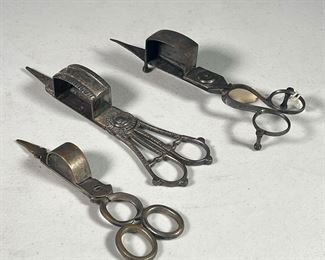 (3PC) ANTIQUE CIGAR CUTTING SCISSORS  |  3 antique cigar cutting scissors . 