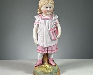 PORCELAIN SCHOOLGIRL FIGURE | Marked with an “R” on the bottom. Dimensions: h. 12.5 in