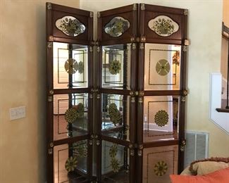 Maitland Smith - Three Panel Mahogany Mirrored Screen/Room Divider - Available for Pre-Sale 