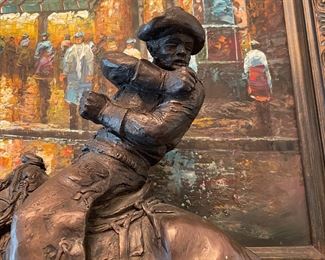 Austin Productions 1978 Large&nbsp;Bronze Western Cowboy Horse Rodeo