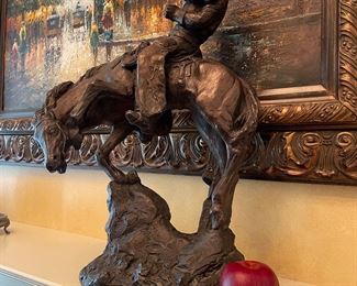 Austin Productions 1978 Large Bronze Western Cowboy Horse Rodeo