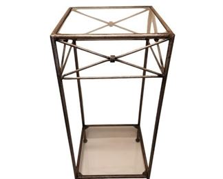 Silver Metal and Glass Accent Table