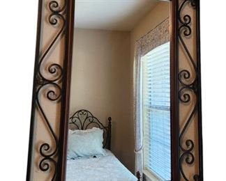 Metal and Wood Framed Mirror
