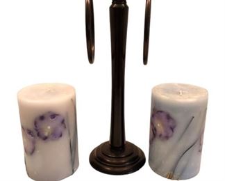 Towel Holder and Pillar Candles
